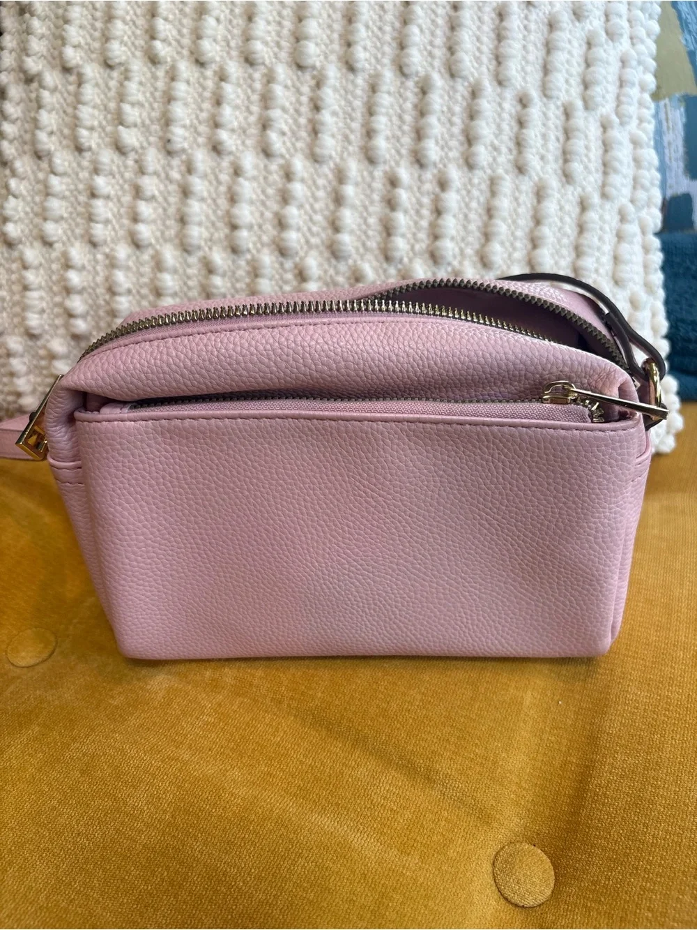 Nanette Lepore Blush Pink Pebbled Leather Crossbody Bag
